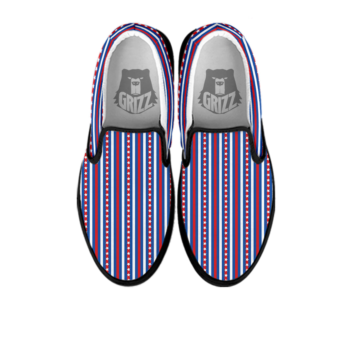 Independence Day USA Print Pattern Black Slip On Shoes-grizzshop