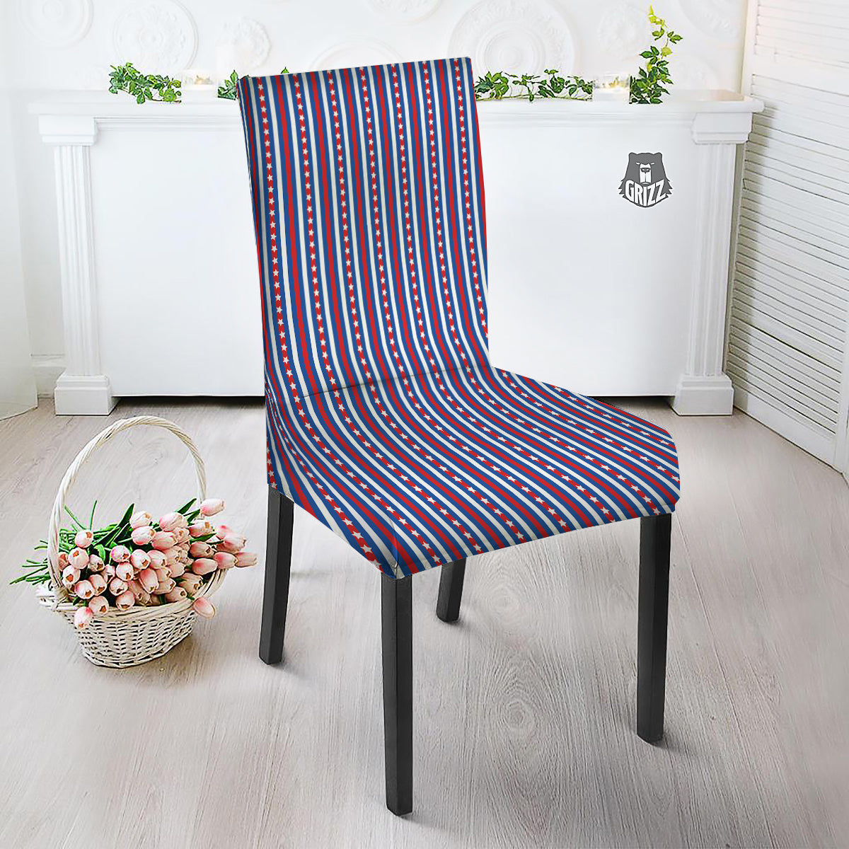 Independence Day USA Print Pattern Dining Chair Slipcover-grizzshop