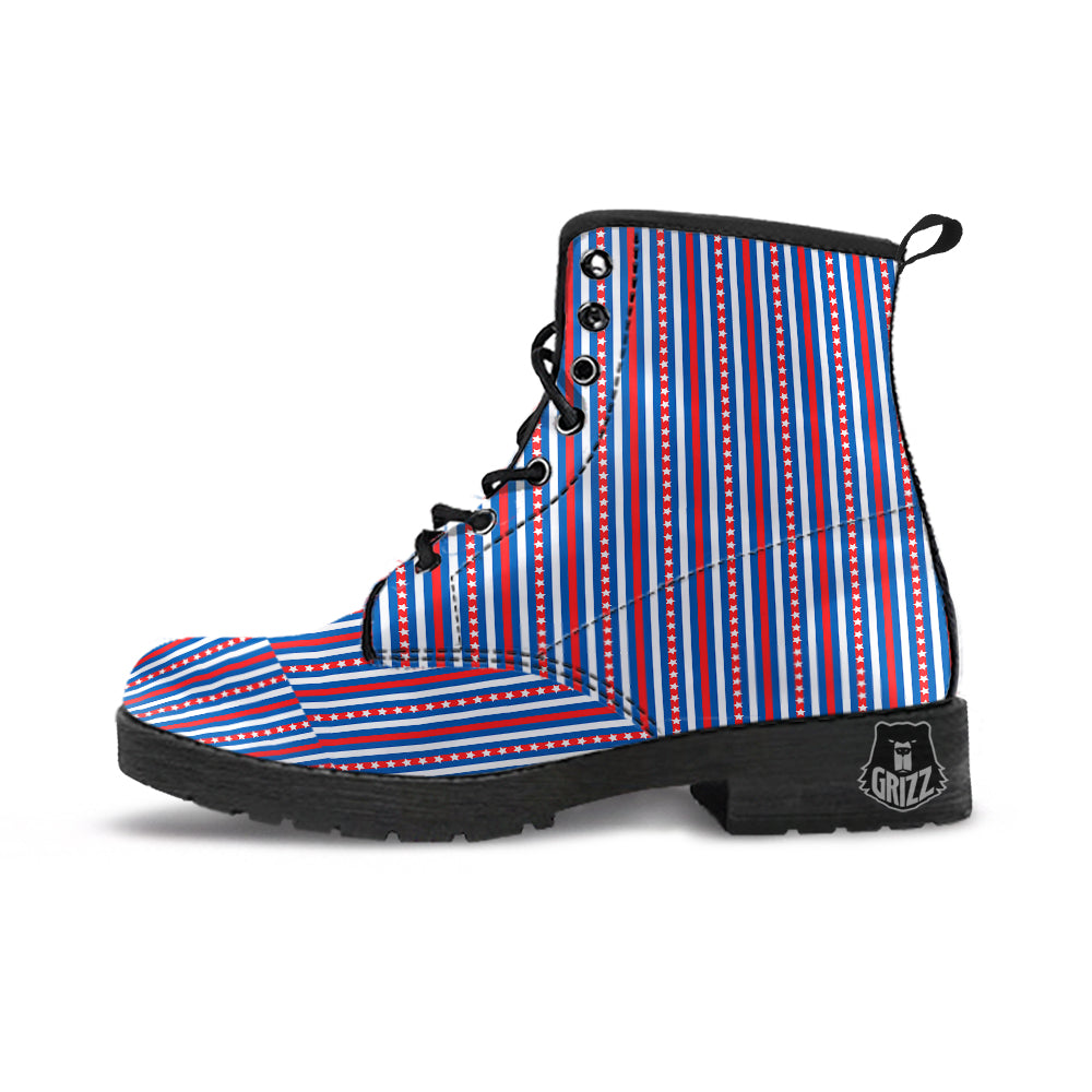 Independence Day USA Print Pattern Leather Boots-grizzshop