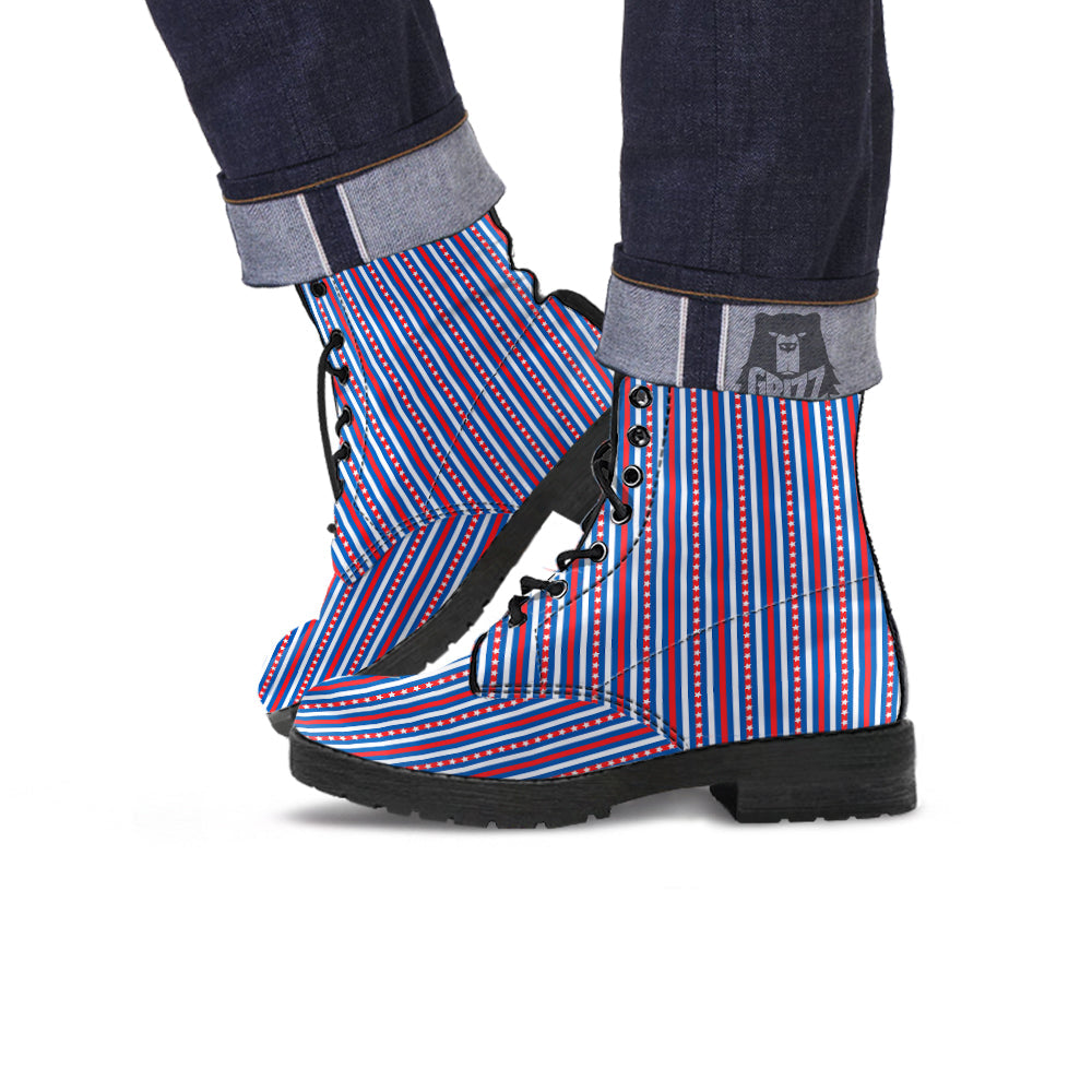 Independence Day USA Print Pattern Leather Boots-grizzshop