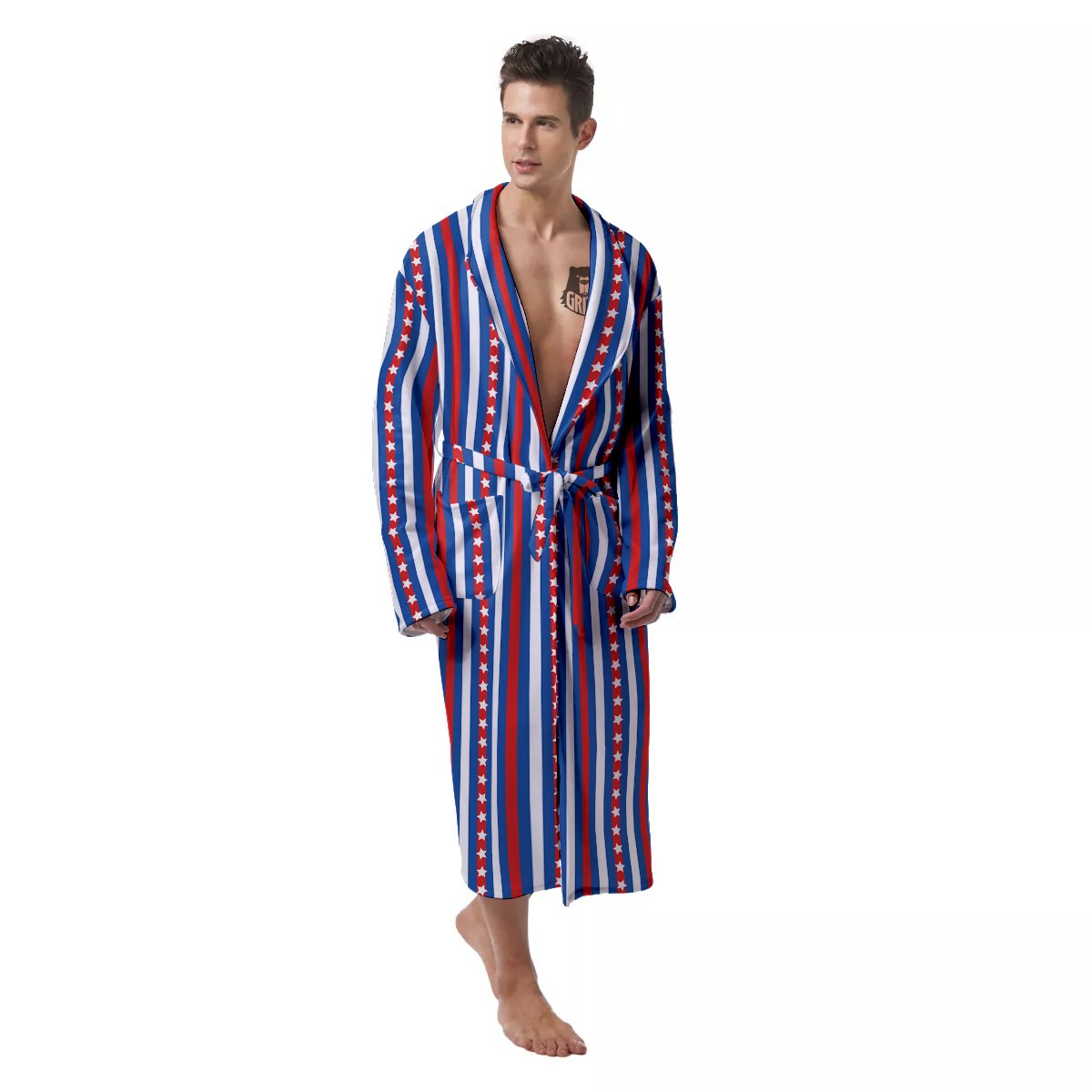 Independence Day USA Print Pattern Men's Robe-grizzshop