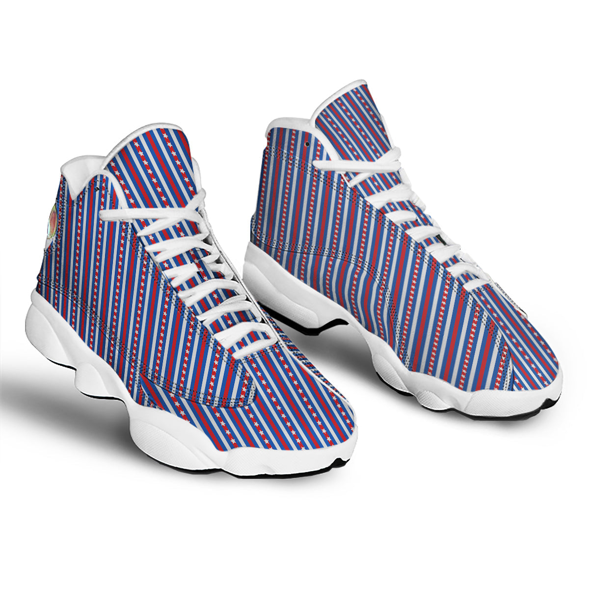 Independence Day USA Print Pattern White Basketball Shoes-grizzshop