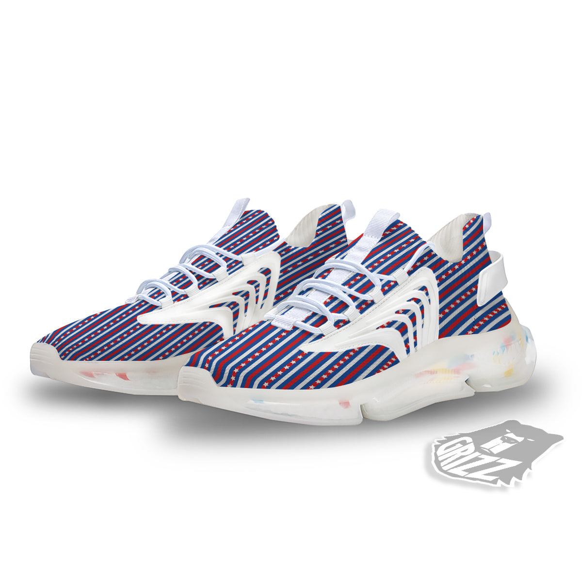 Independence Day USA Print Pattern White Gym Shoes-grizzshop