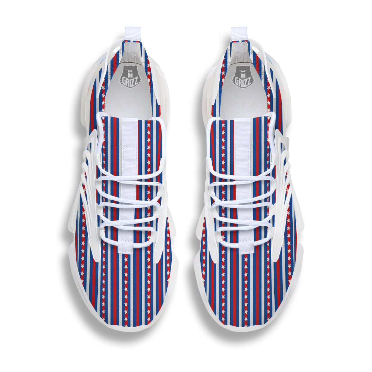 Independence Day USA Print Pattern White Gym Shoes-grizzshop