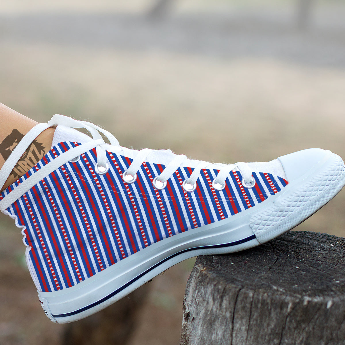 Independence Day USA Print Pattern White High Top Shoes-grizzshop