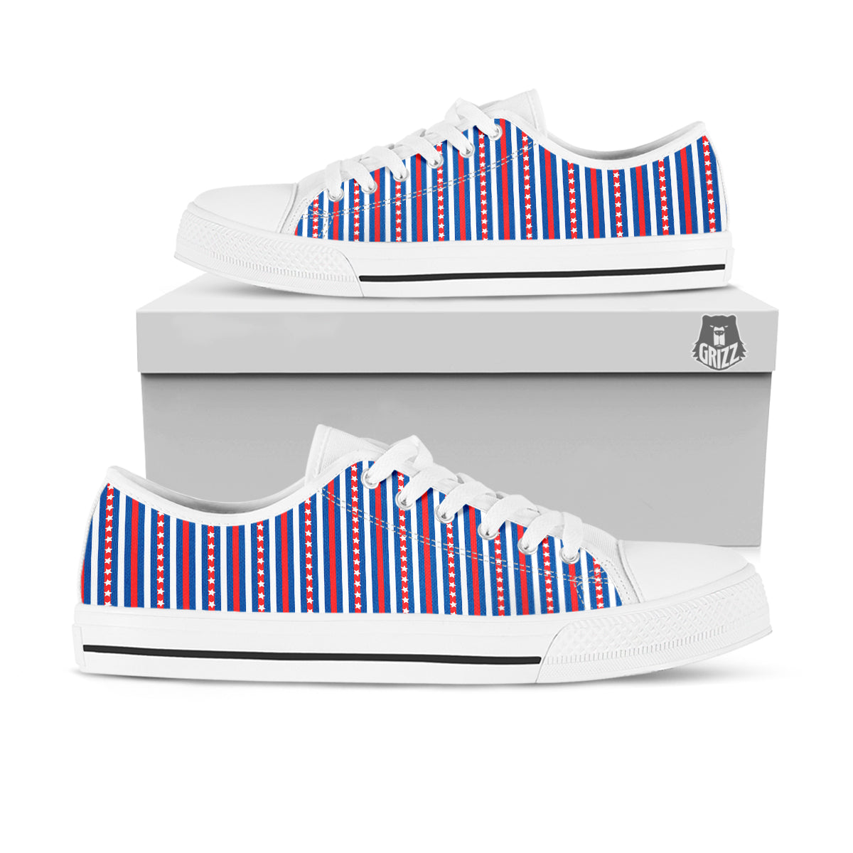 Independence Day USA Print Pattern White Low Top Shoes-grizzshop