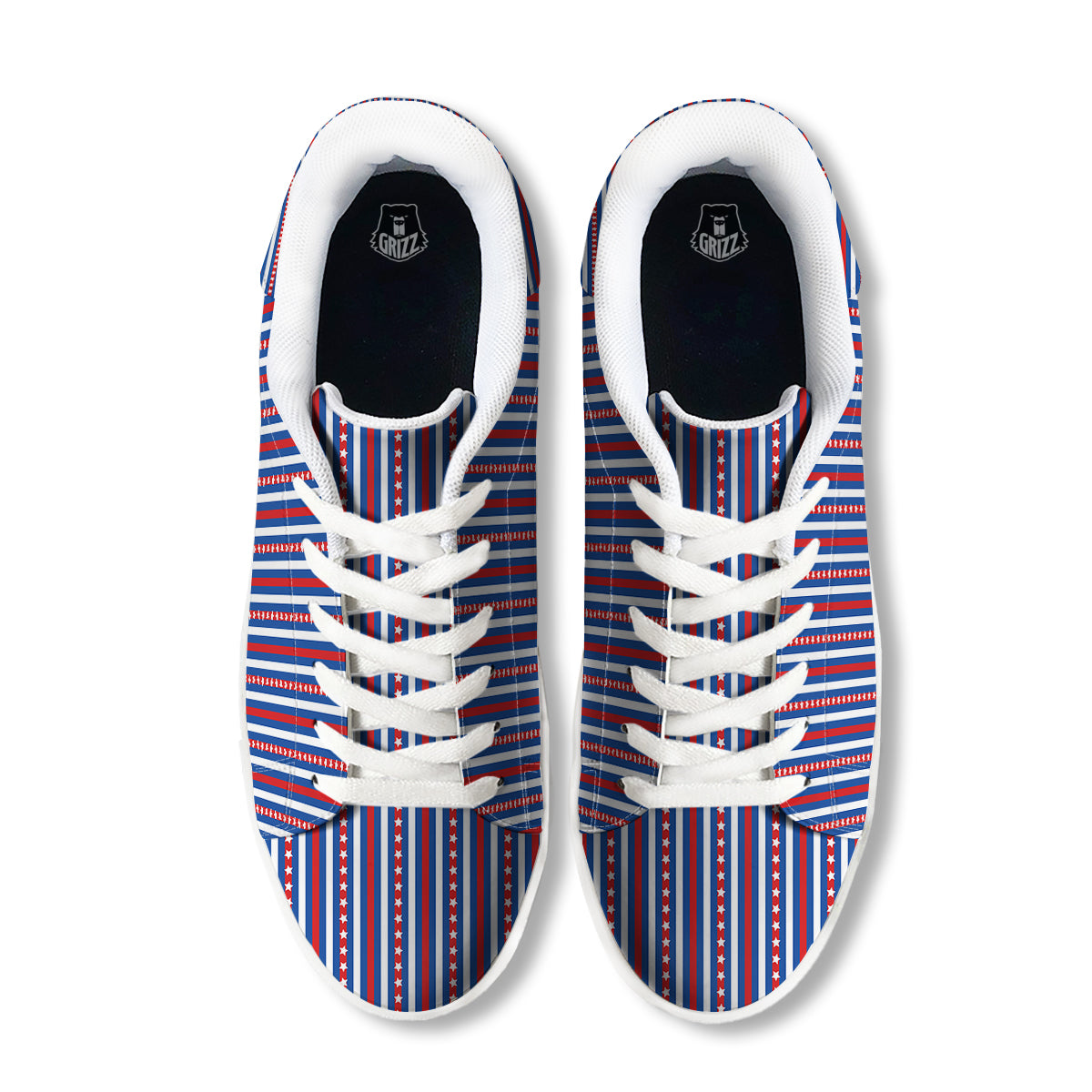 Independence Day USA Print Pattern White Low Top Sneakers-grizzshop