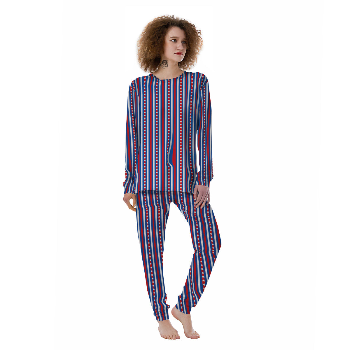 Independence Day USA Print Pattern Women's Pajamas-grizzshop