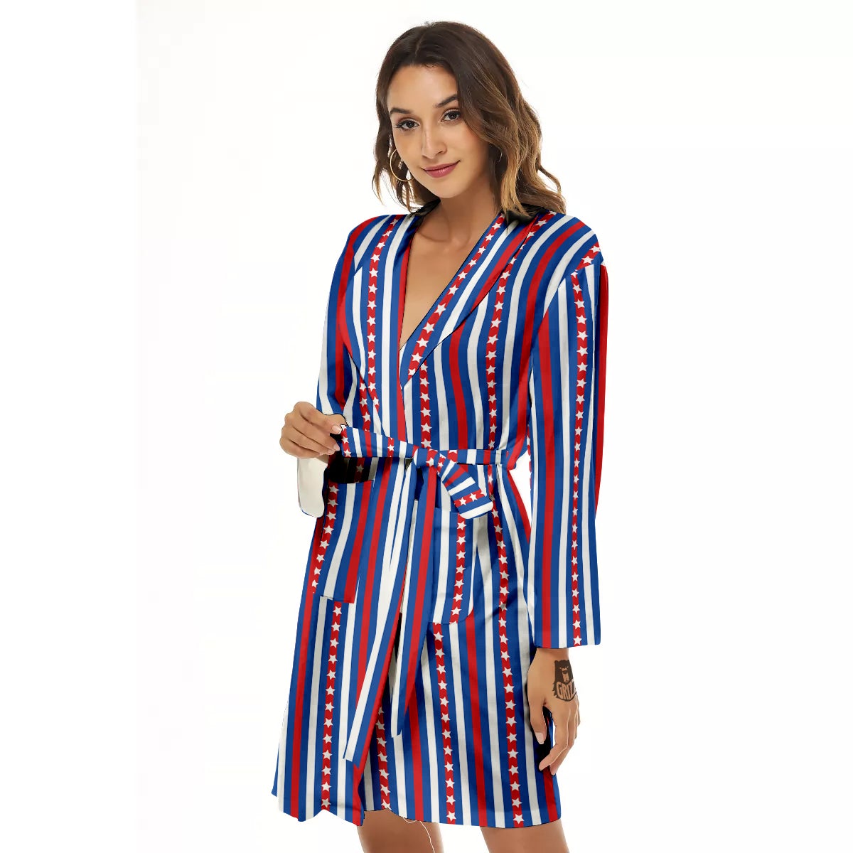 Independence Day USA Print Pattern Women's Robe-grizzshop