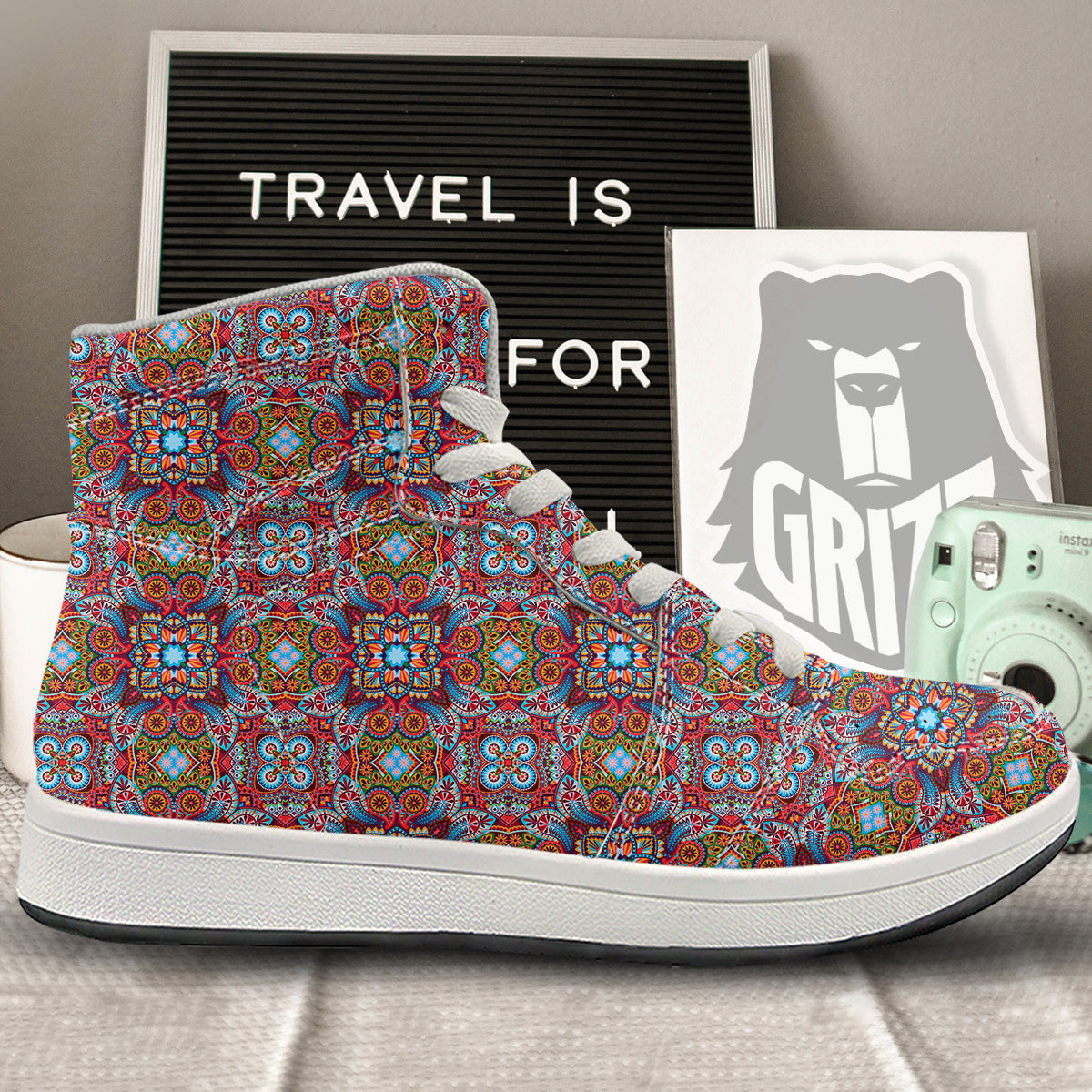 India Paisley Colorful Print Pattern High Top Sneakers-grizzshop