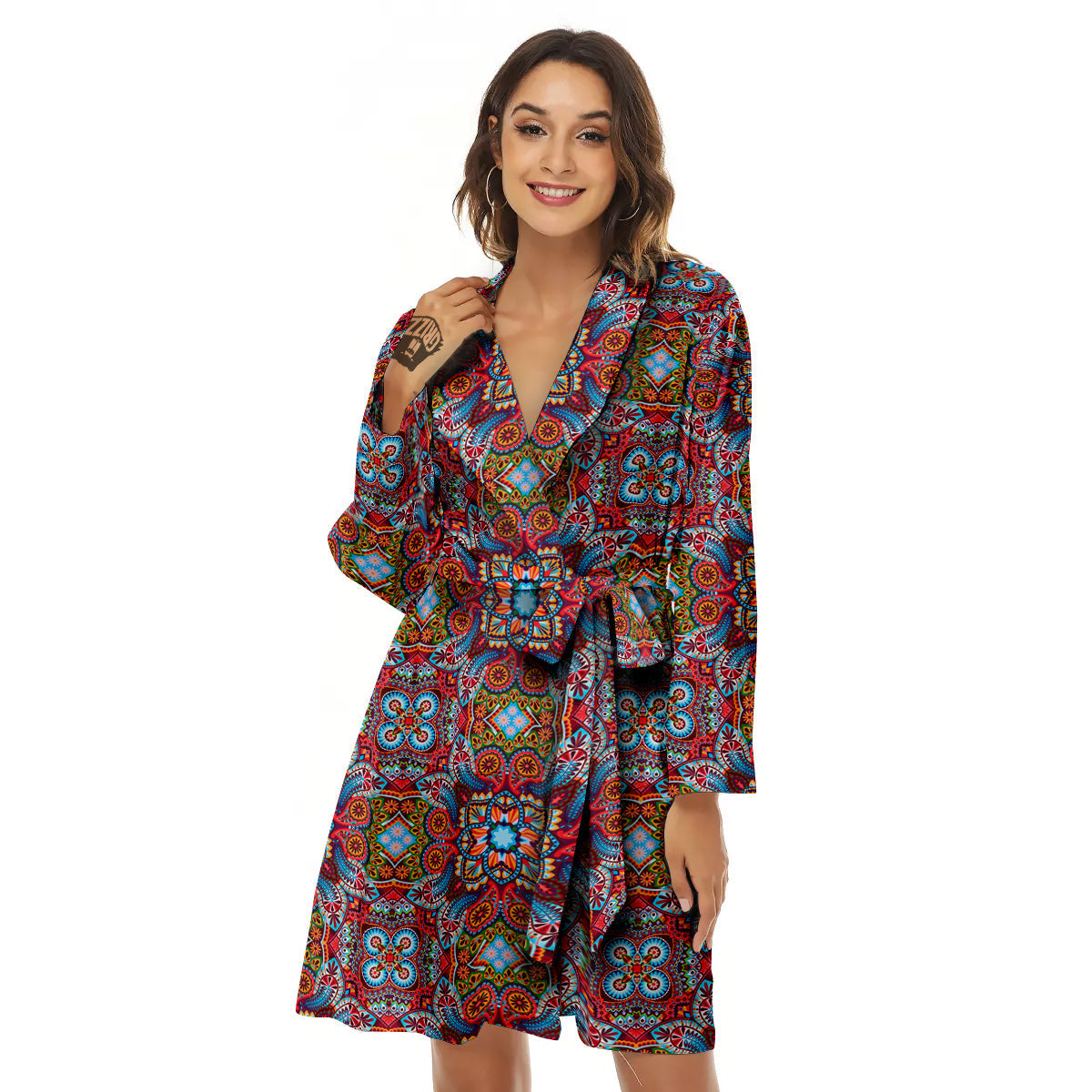 India Paisley Colorful Print Pattern Women's Robe-grizzshop