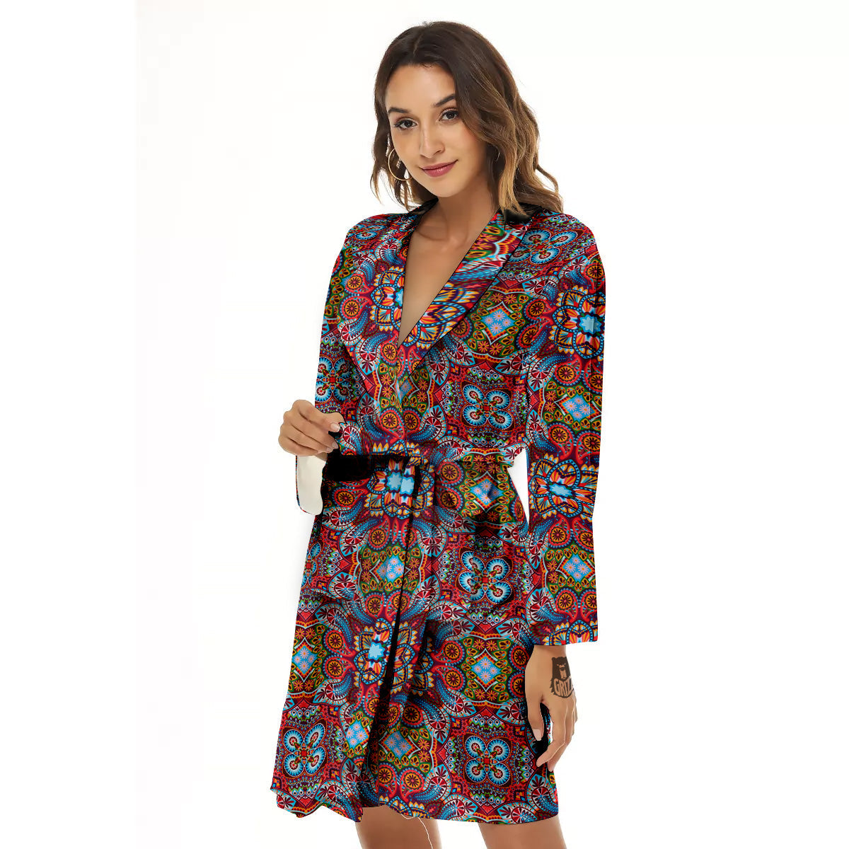 India Paisley Colorful Print Pattern Women's Robe-grizzshop