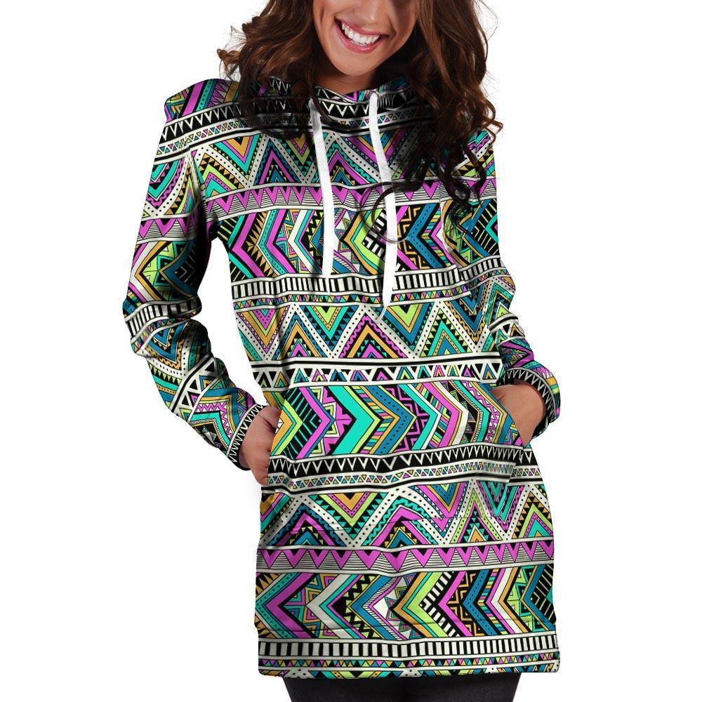 Indian Aztec Hoodie Dress-grizzshop