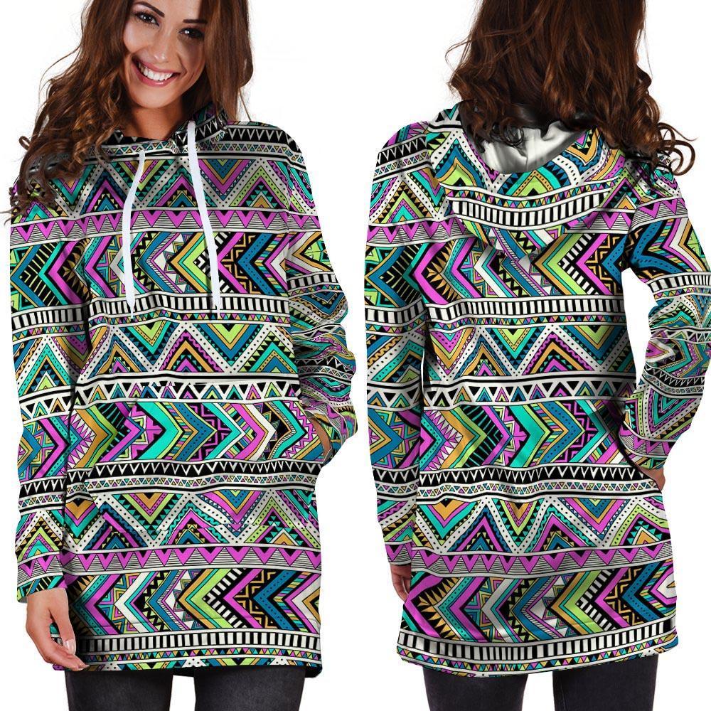 Indian Aztec Hoodie Dress-grizzshop