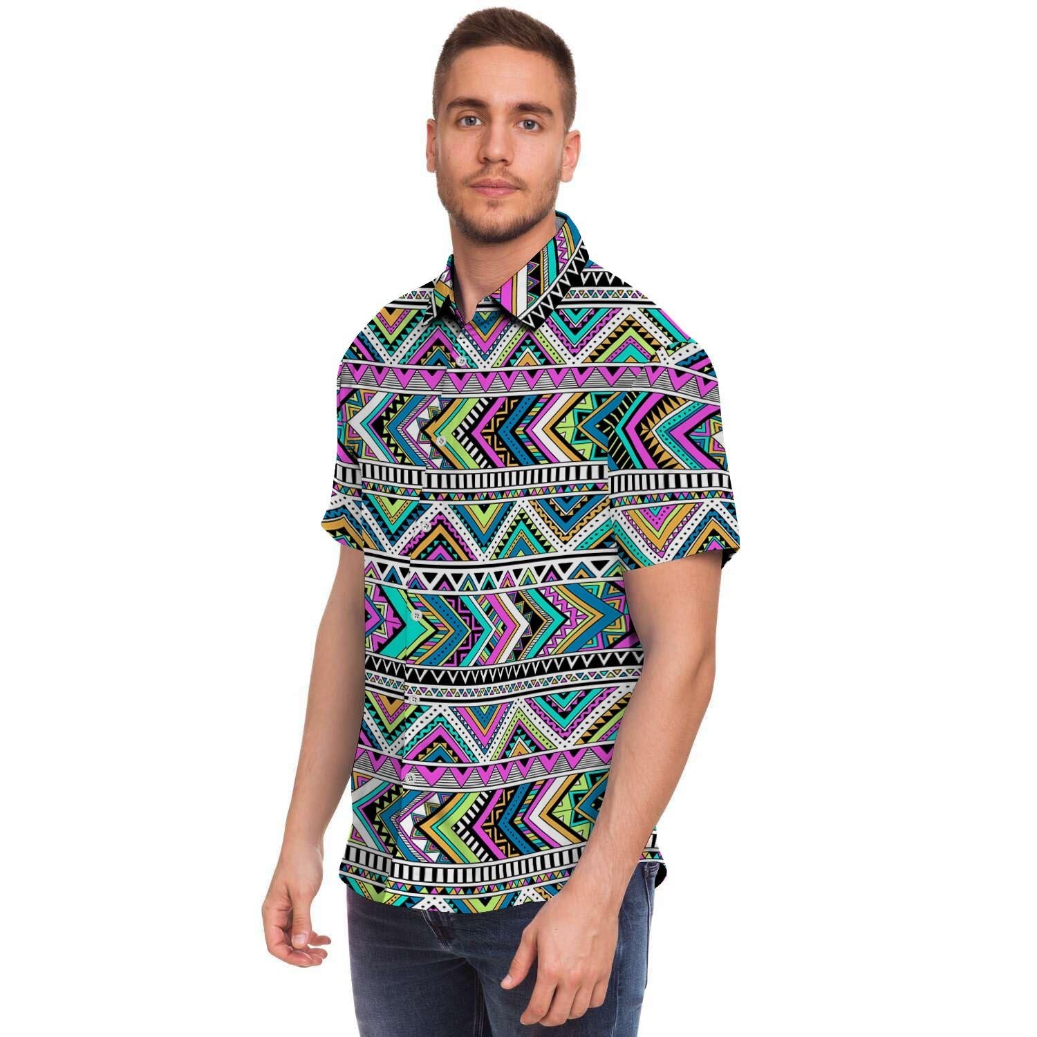 Indian Aztec Men's Short Sleeve Shirt-grizzshop