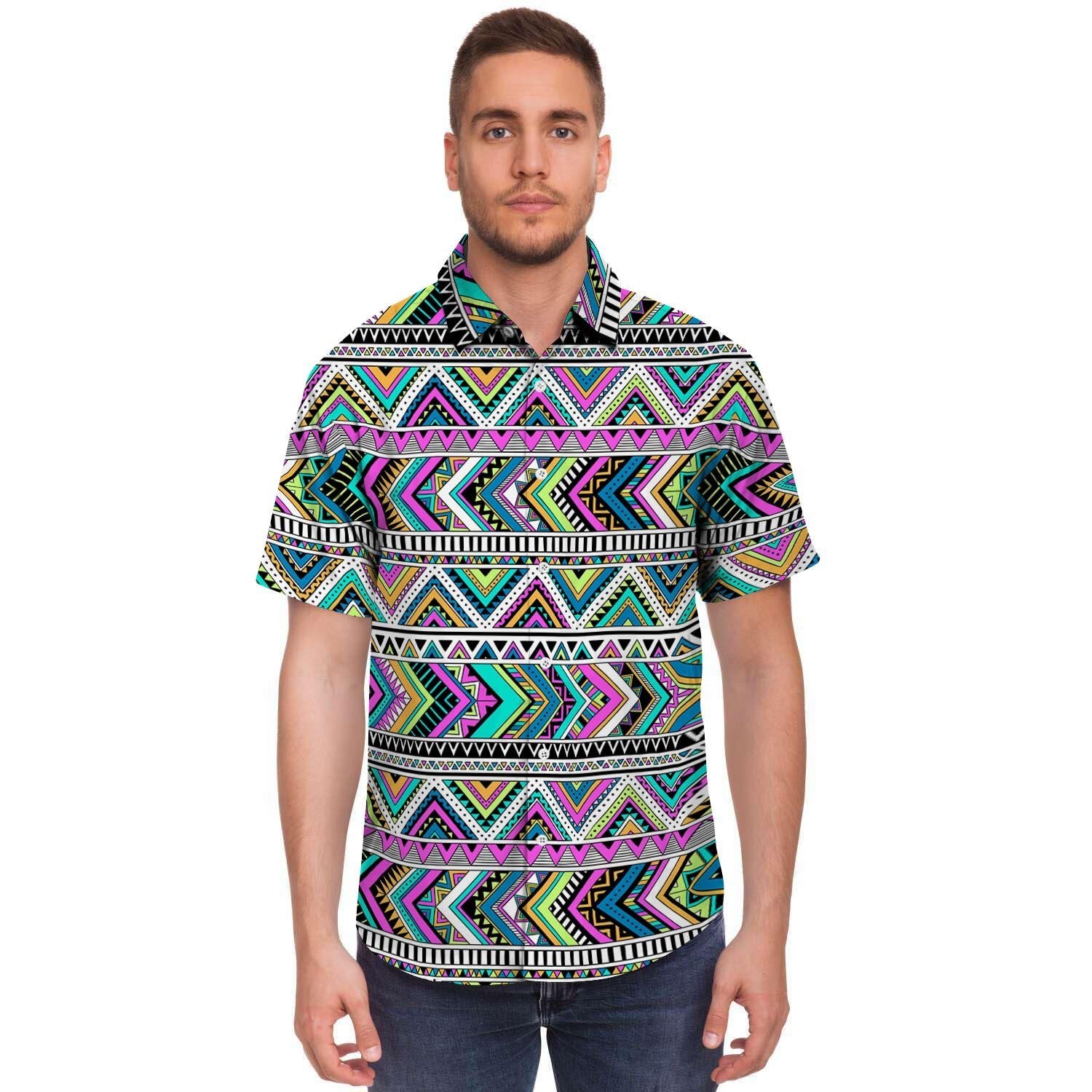Indian Aztec Men's Short Sleeve Shirt-grizzshop