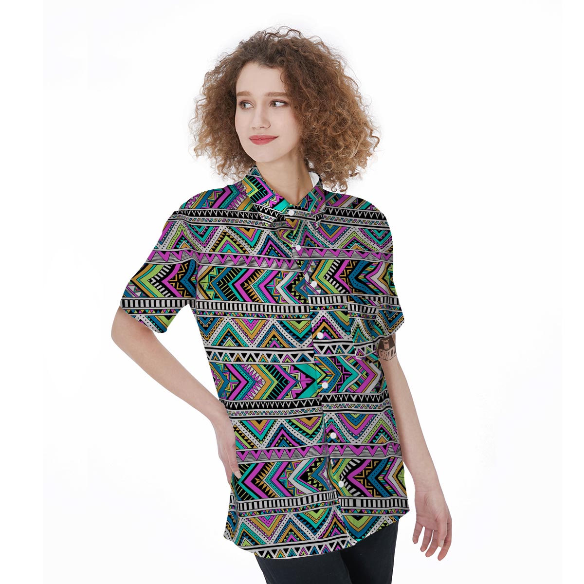 Indian Aztec Women's Short Sleeve Shirts-grizzshop