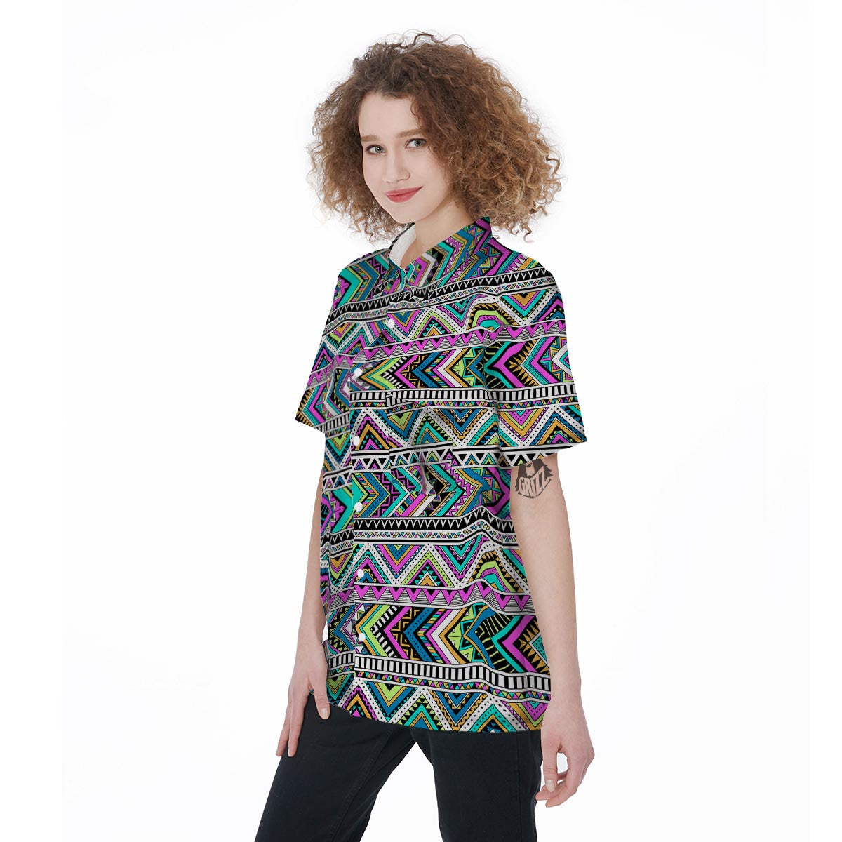 Indian Aztec Women's Short Sleeve Shirts-grizzshop