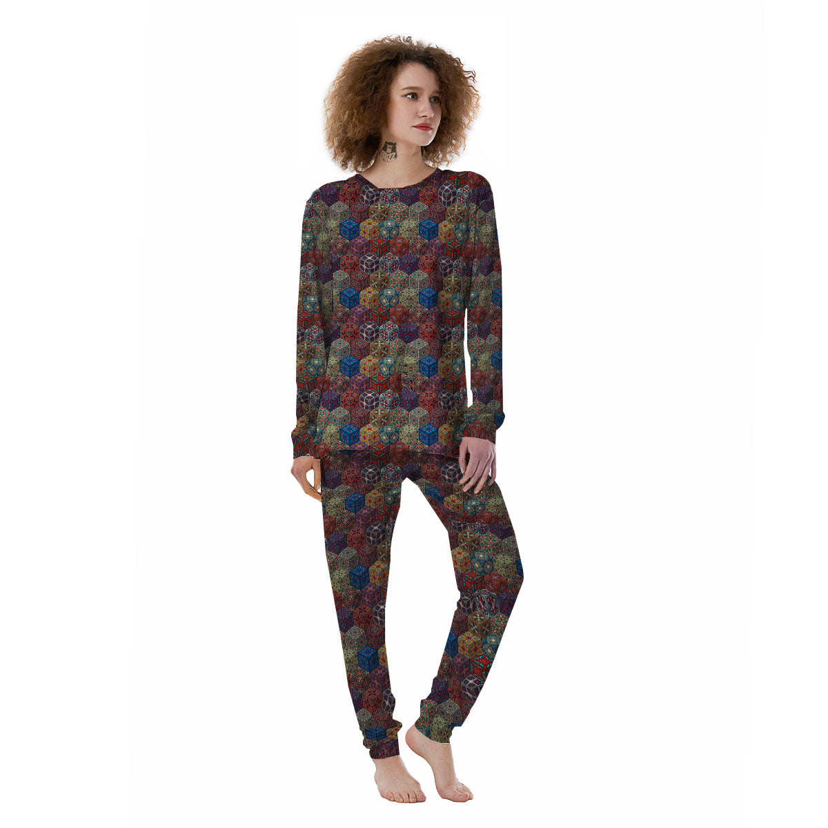 Indian Box Bohemian Print Pattern Women's Pajamas-grizzshop