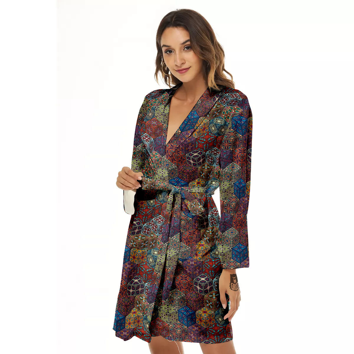 Indian Box Bohemian Print Pattern Women's Robe-grizzshop