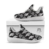 Indian Elephant Black Grey And White Print Pattern White Athletic Shoes-grizzshop