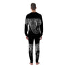 Indian Elephant White And Black Print Men's Pajamas-grizzshop