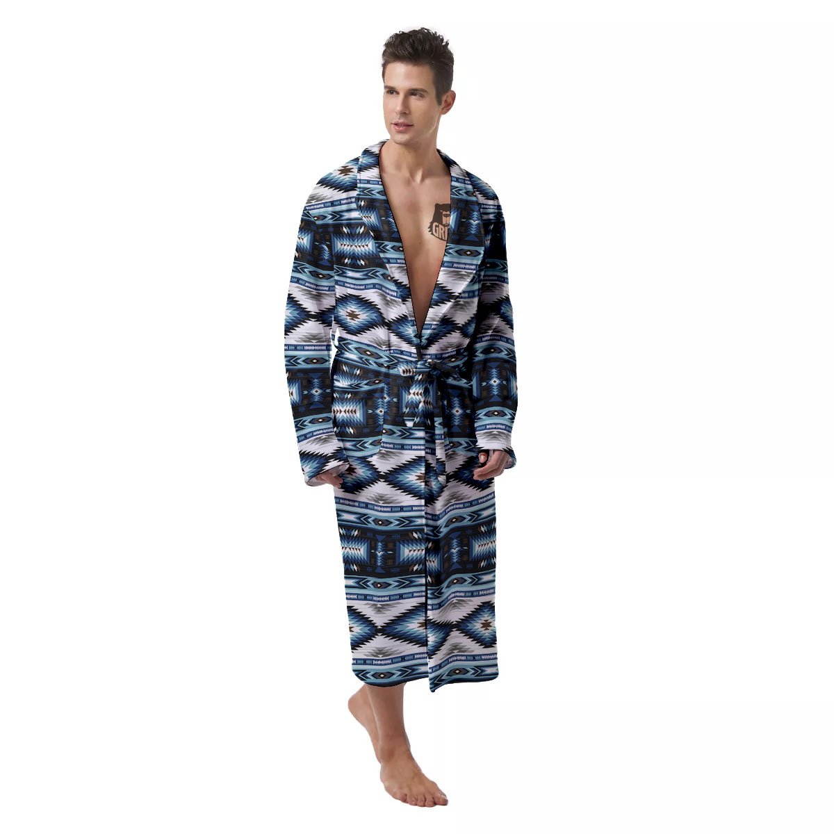 Indian Native American Print Pattern Men's Robe-grizzshop