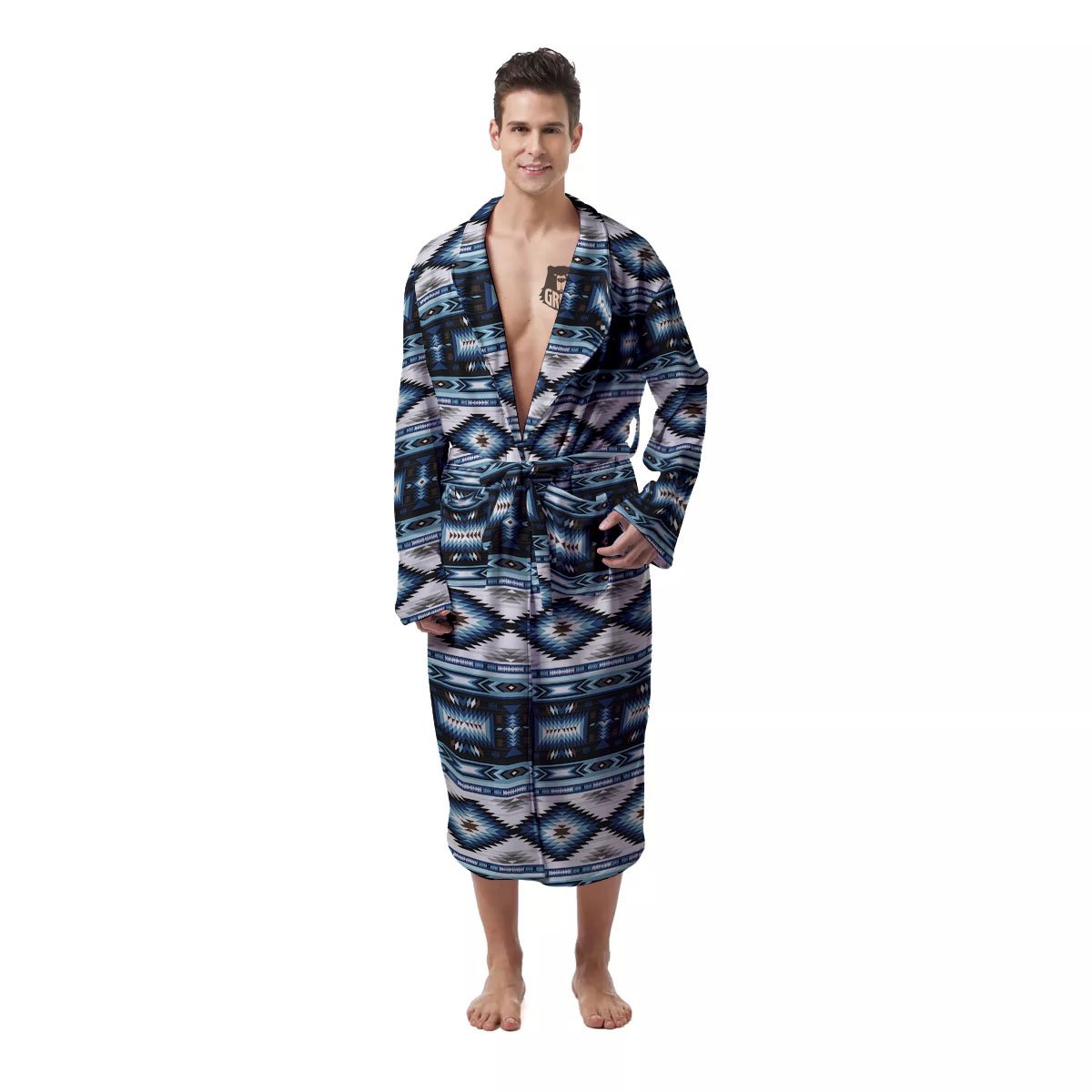 Indian Native American Print Pattern Men's Robe-grizzshop