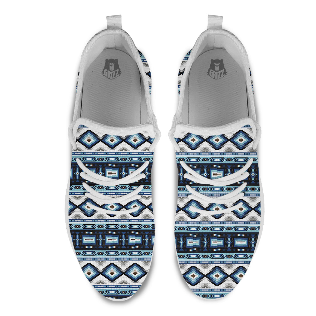 Indian Native American Print Pattern White Athletic Shoes-grizzshop