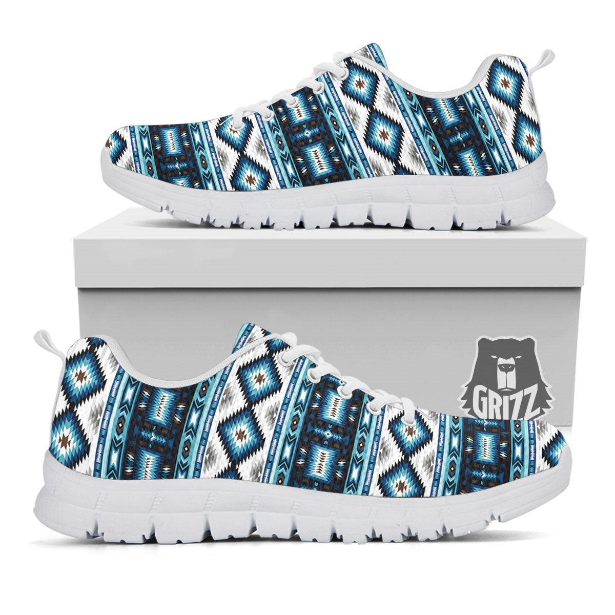Indian Native American Print Pattern White Sneaker-grizzshop