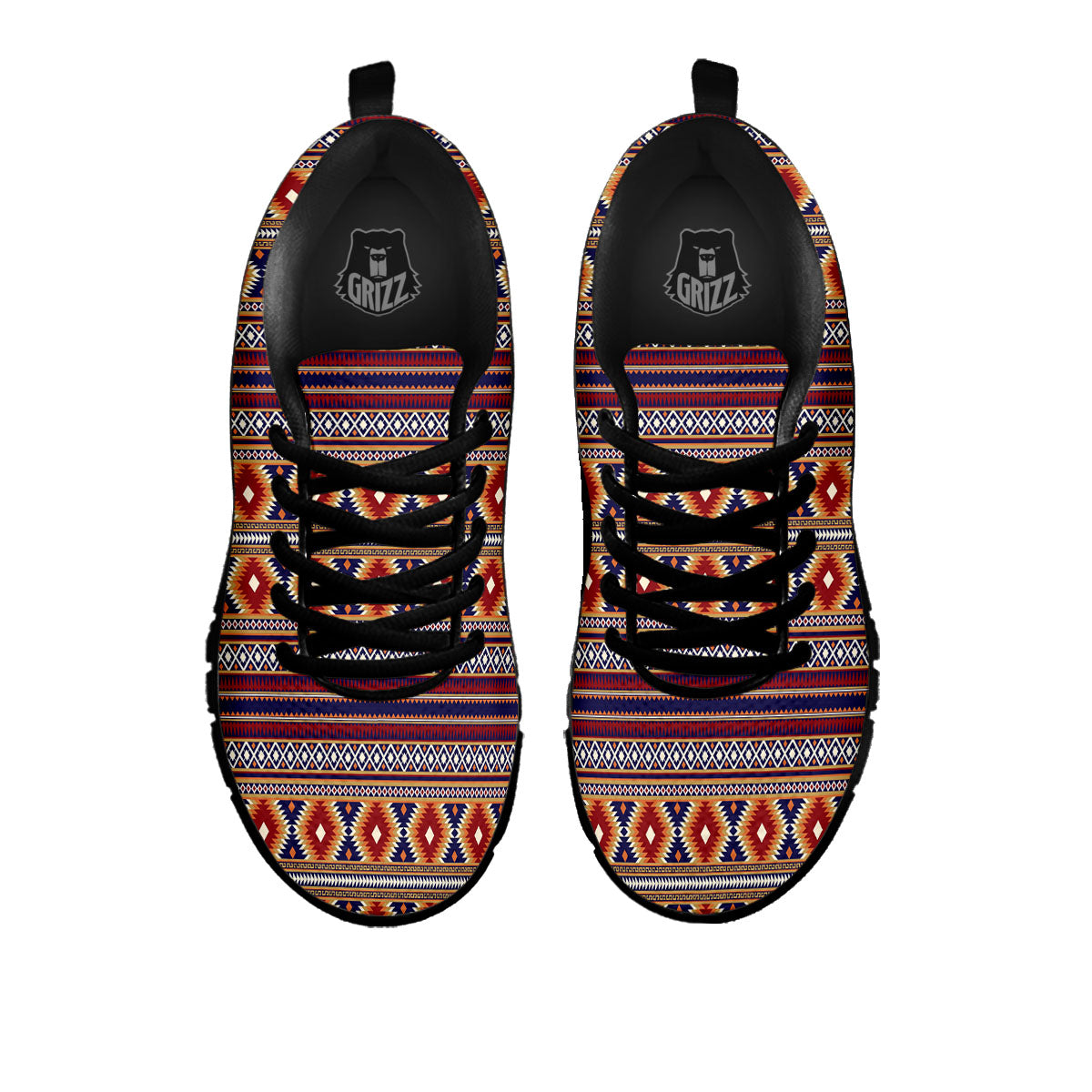 Indian Native Tribal Print Pattern Black Sneaker-grizzshop