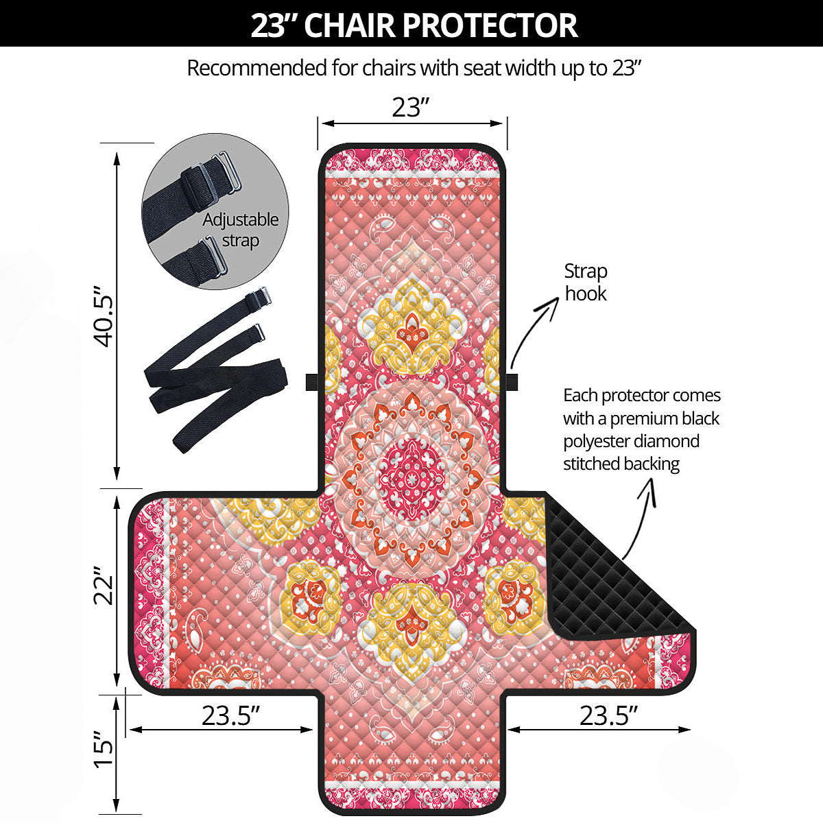 Indian Paisley Bandana Pink Print Armchair Protector-grizzshop