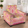 Indian Paisley Bandana Pink Print Armchair Slipcover-grizzshop