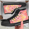 Indian Paisley Bandana Pink Print Black High Top Shoes-grizzshop