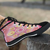 Indian Paisley Bandana Pink Print Black High Top Shoes-grizzshop