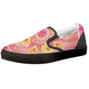 Indian Paisley Bandana Pink Print Black Slip On Shoes-grizzshop