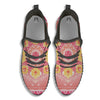 Indian Paisley Bandana Pink Print Black Walking Shoes-grizzshop