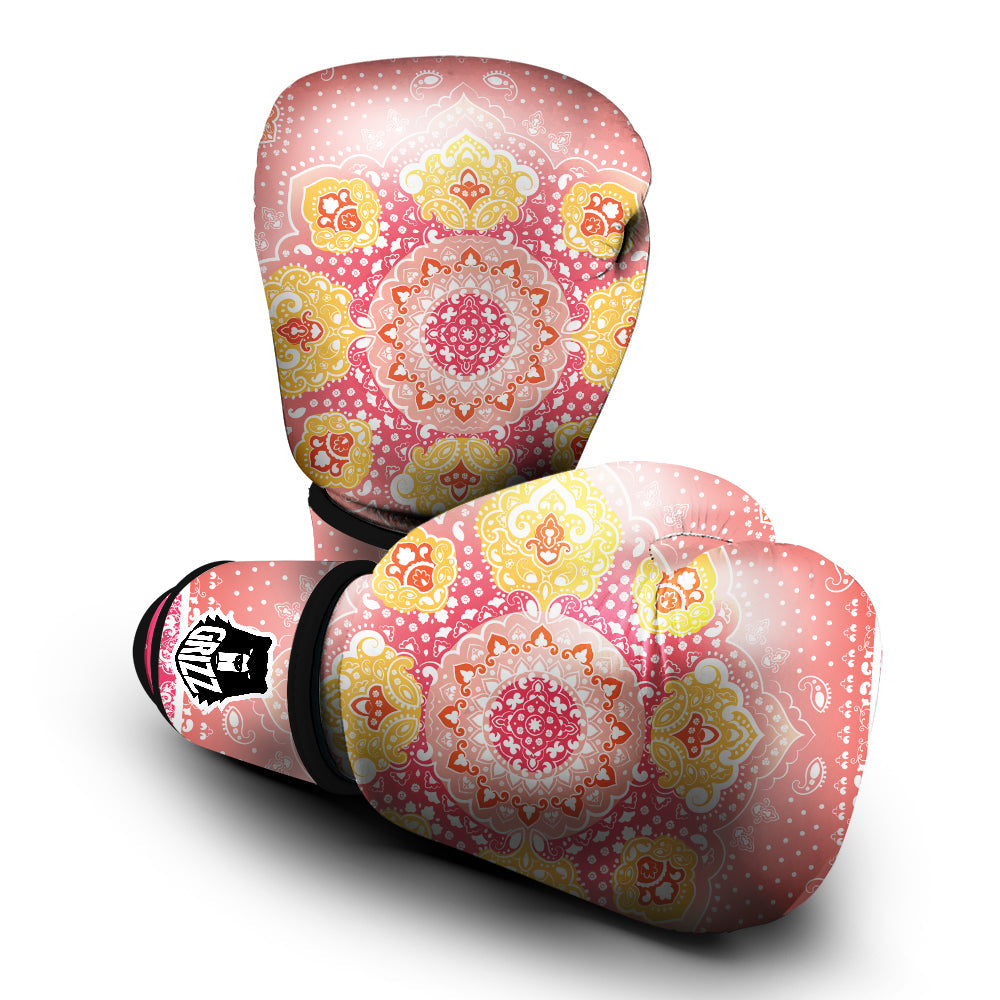 Indian Paisley Bandana Pink Print Boxing Gloves-grizzshop