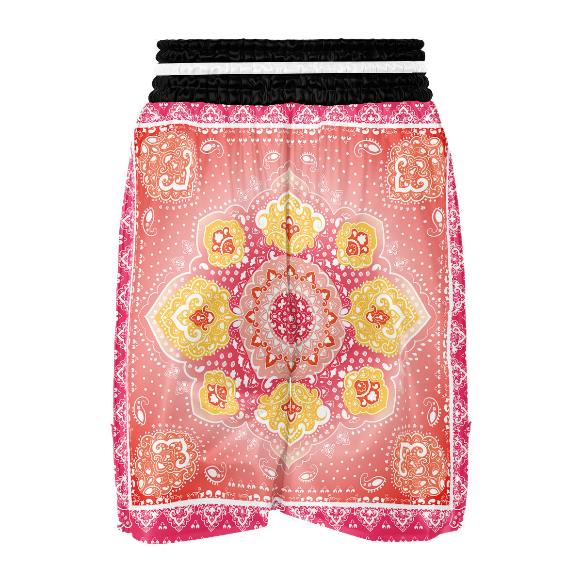 Indian Paisley Bandana Pink Print Boxing Shorts-grizzshop