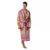 Indian Paisley Bandana Pink Print Men's Robe-grizzshop