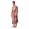 Indian Paisley Bandana Pink Print Men's Robe-grizzshop