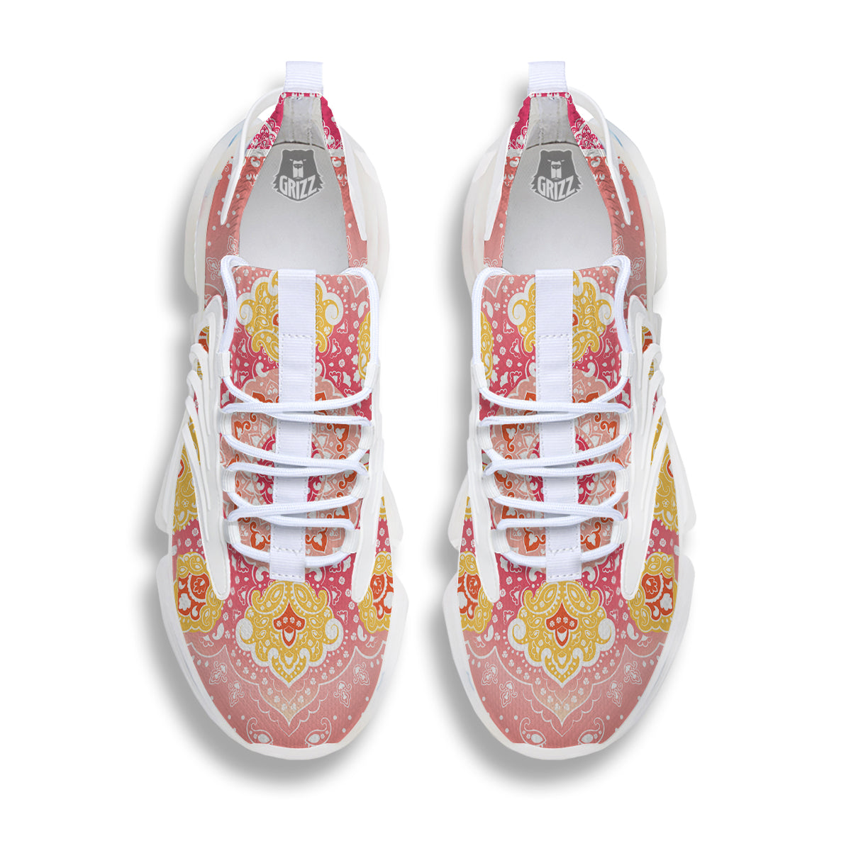 Indian Paisley Bandana Pink Print White Gym Shoes-grizzshop