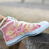 Indian Paisley Bandana Pink Print White High Top Shoes-grizzshop