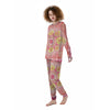 Indian Paisley Bandana Pink Print Women's Pajamas-grizzshop