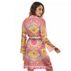 Indian Paisley Bandana Pink Print Women's Robe-grizzshop