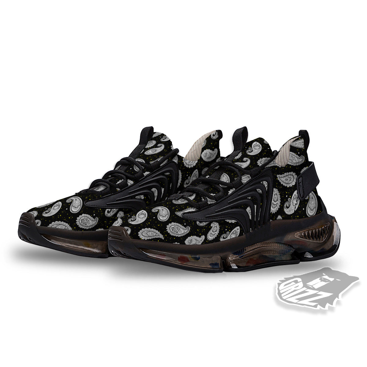 Indian Rug Tribal And Yellow Star Print Pattern Black Gym Shoes-grizzshop