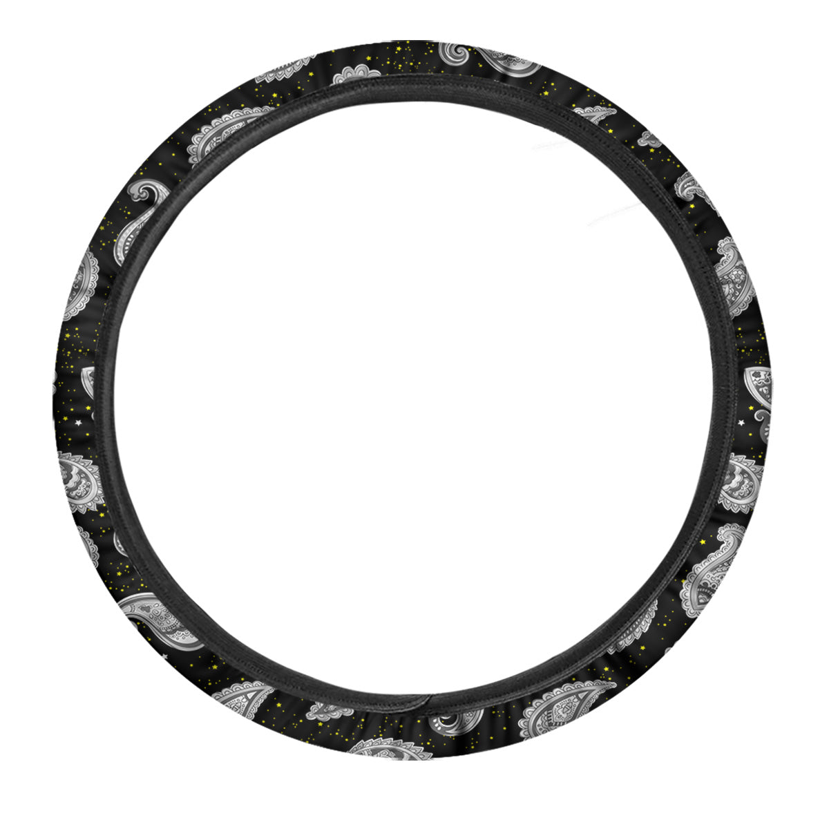 Indian Rug Tribal And Yellow Star Print Pattern Car Steering Wheel Cover-grizzshop