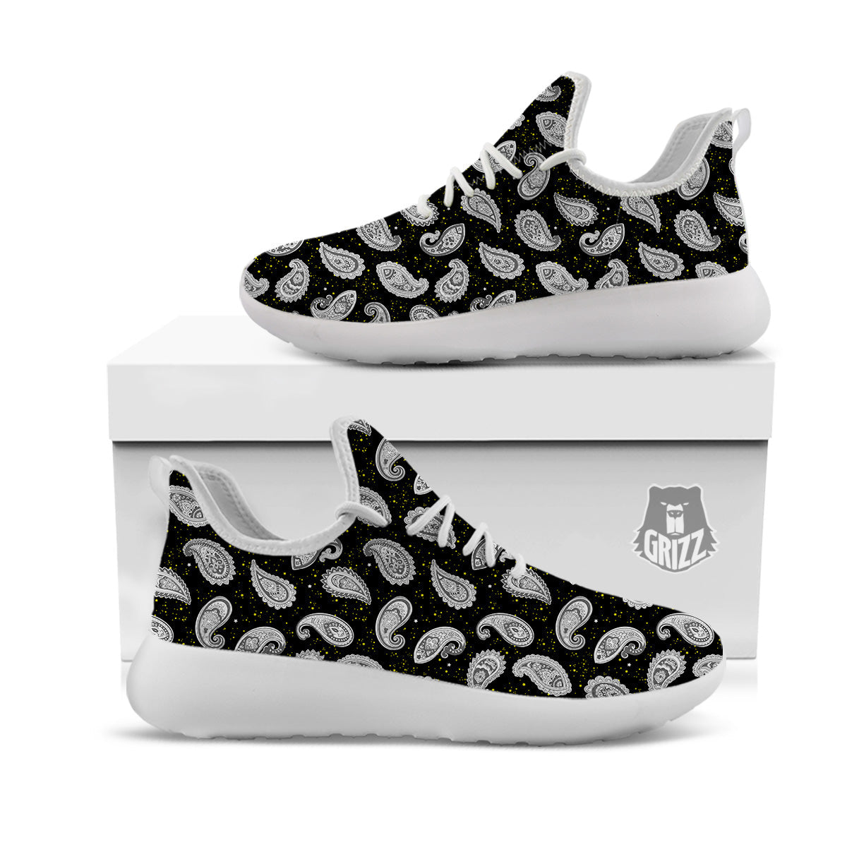 Indian Rug Tribal And Yellow Star Print Pattern White Athletic Shoes-grizzshop