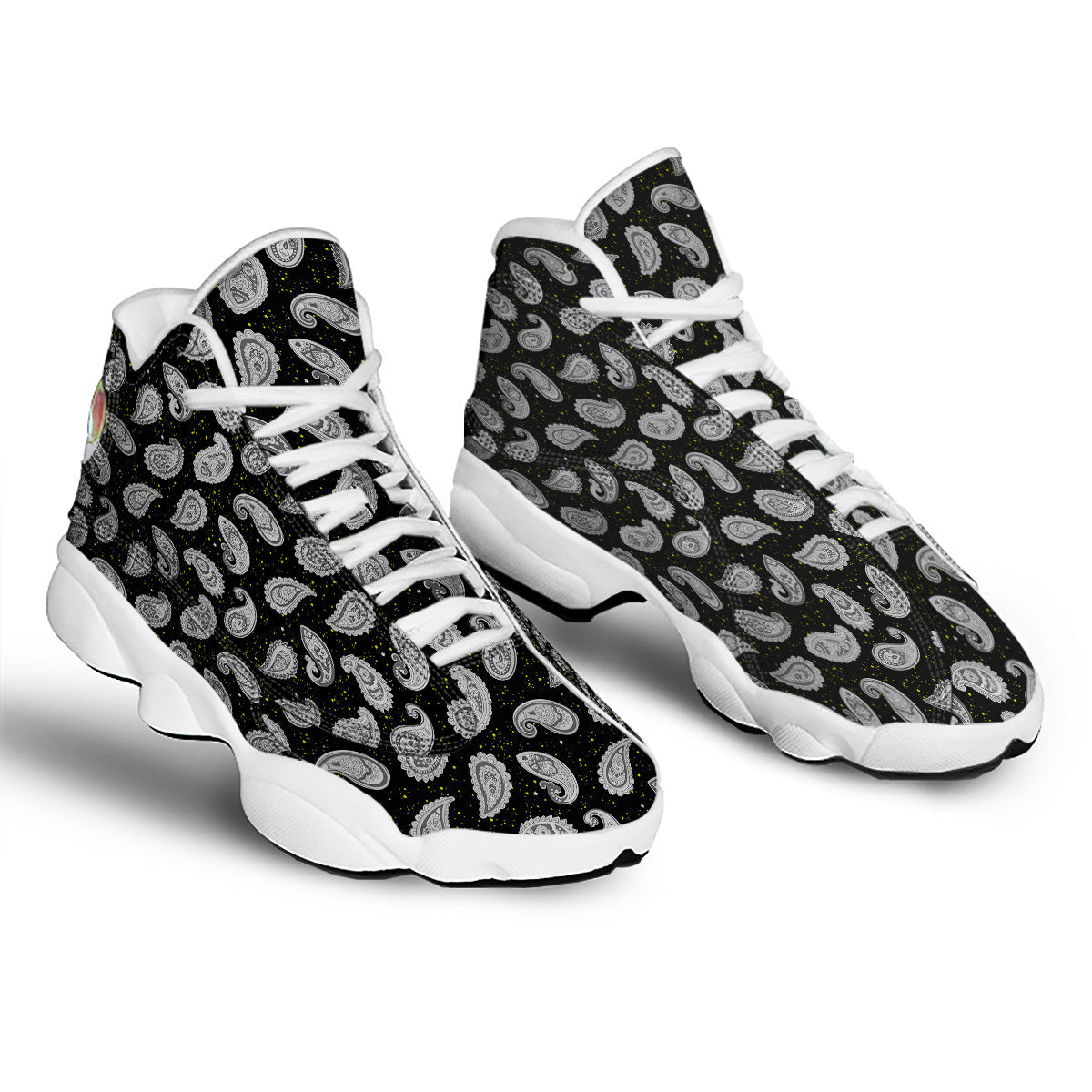 Indian Rug Tribal And Yellow Star Print Pattern White Basketball Shoes-grizzshop