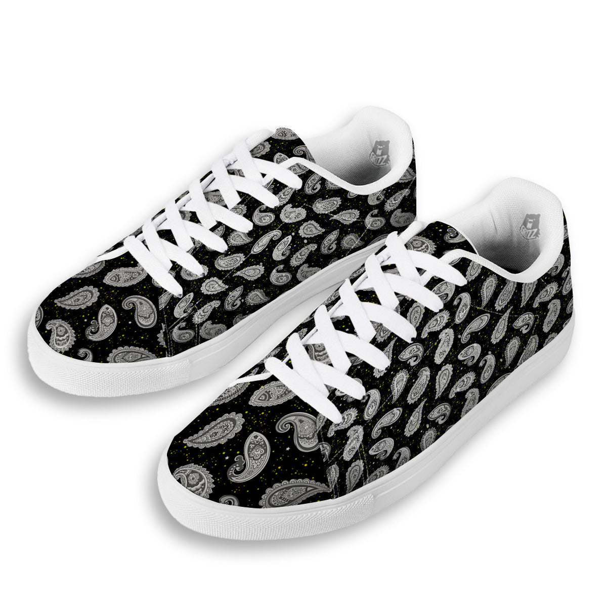 Indian Rug Tribal And Yellow Star Print Pattern White Low Top Sneakers-grizzshop